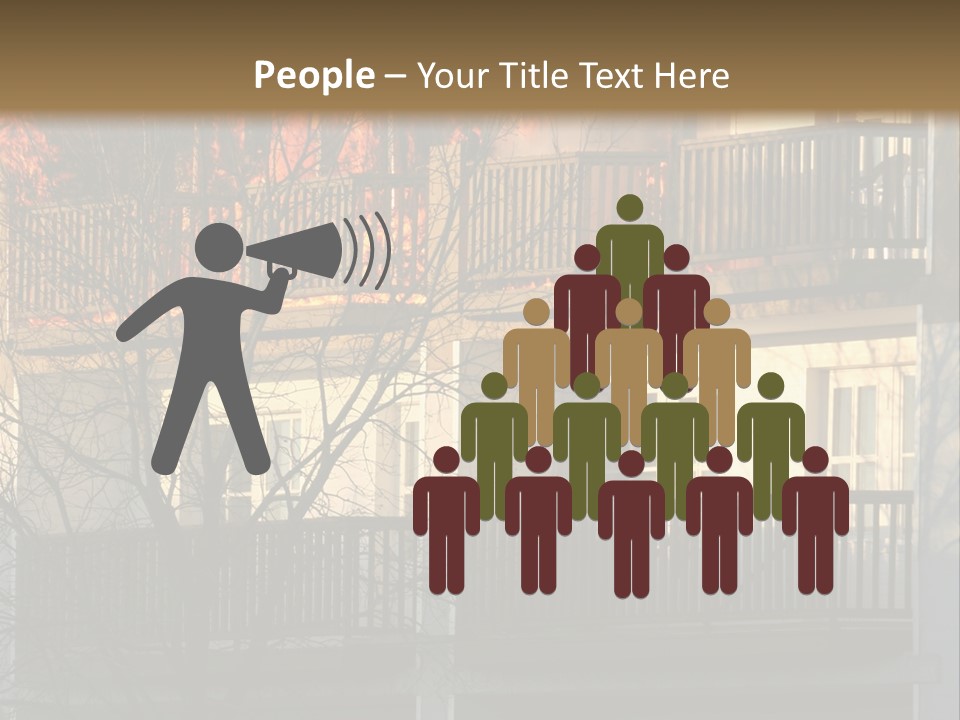 Children Watching A Fire Disaster PowerPoint Template