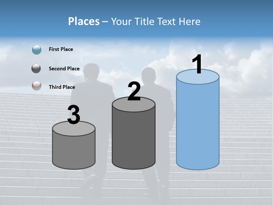 Two Business Men Walking Up The Stairs PowerPoint Template