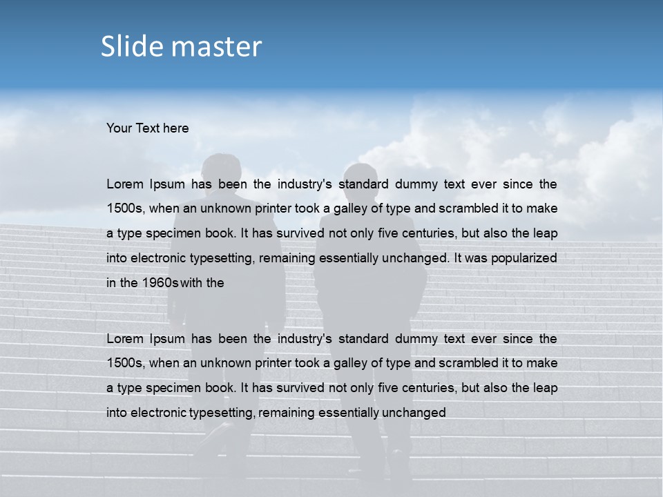 Two Business Men Walking Up The Stairs PowerPoint Template