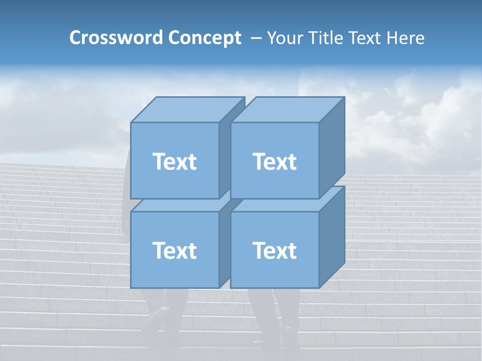 Two Business Men Walking Up The Stairs PowerPoint Template
