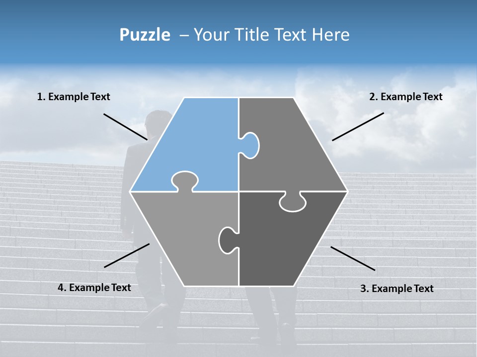 Two Business Men Walking Up The Stairs PowerPoint Template