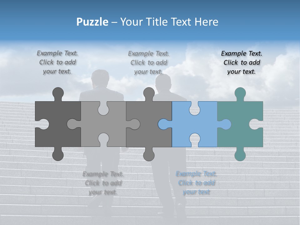 Two Business Men Walking Up The Stairs PowerPoint Template