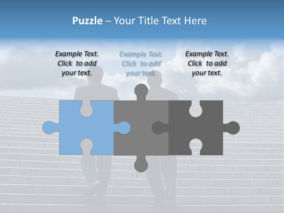 Two Business Men Walking Up The Stairs PowerPoint Template