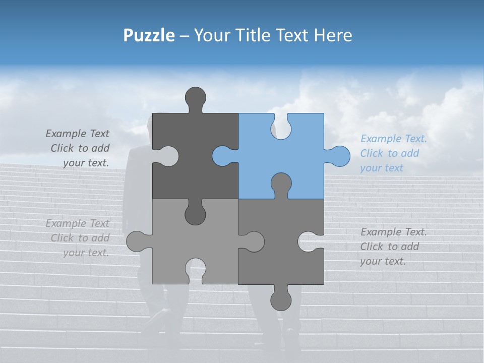 Two Business Men Walking Up The Stairs PowerPoint Template