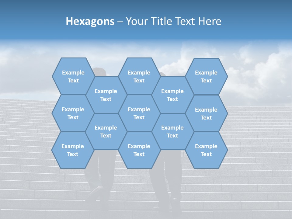 Two Business Men Walking Up The Stairs PowerPoint Template