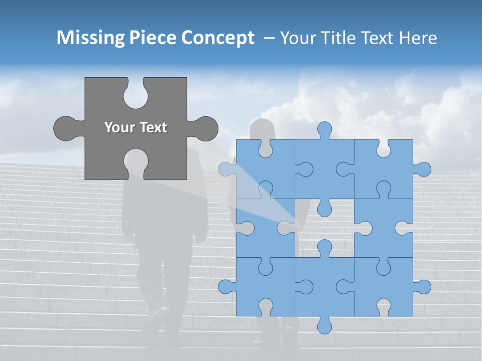 Two Business Men Walking Up The Stairs PowerPoint Template