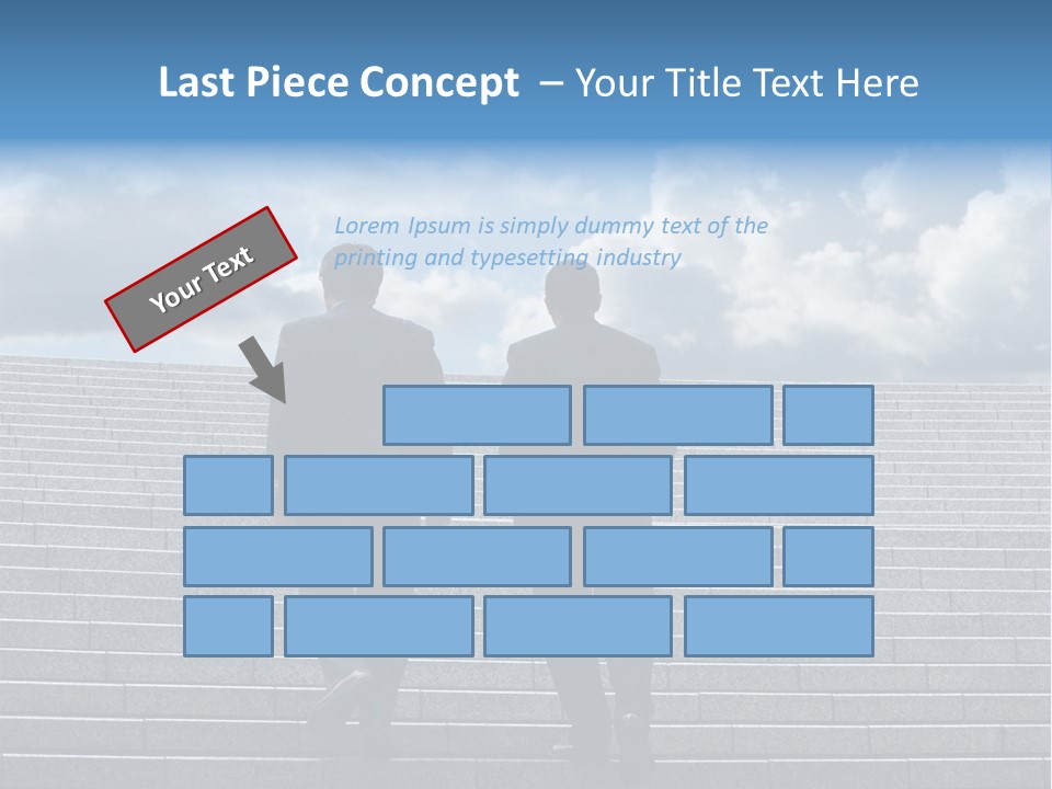 Two Business Men Walking Up The Stairs PowerPoint Template