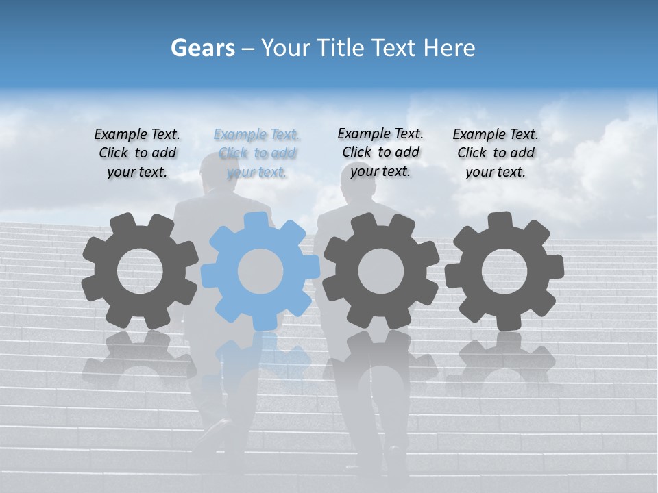 Two Business Men Walking Up The Stairs PowerPoint Template