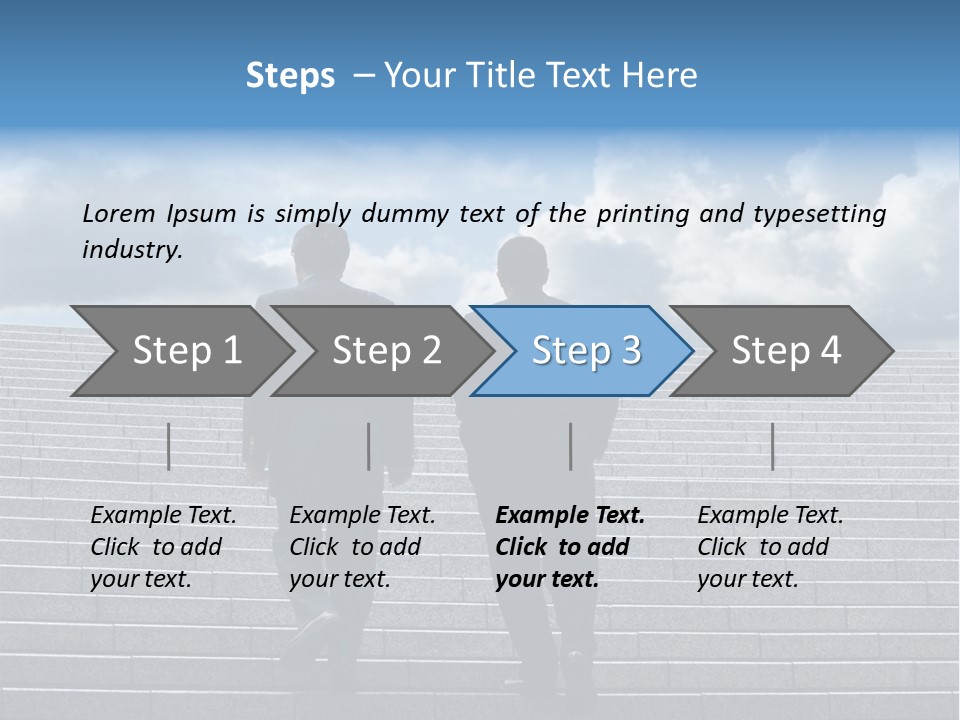 Two Business Men Walking Up The Stairs PowerPoint Template