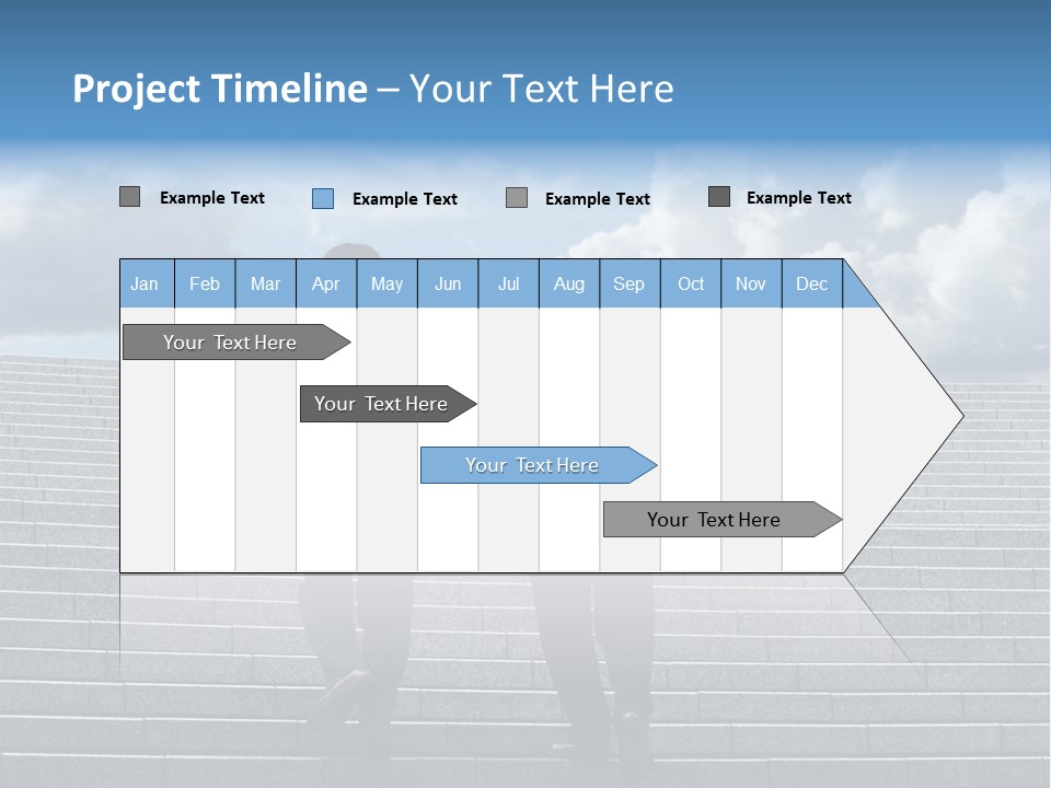 Two Business Men Walking Up The Stairs PowerPoint Template