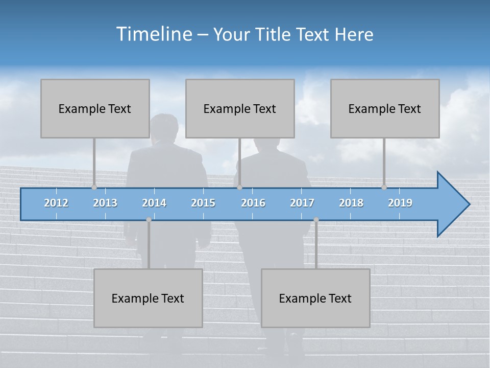 Two Business Men Walking Up The Stairs PowerPoint Template