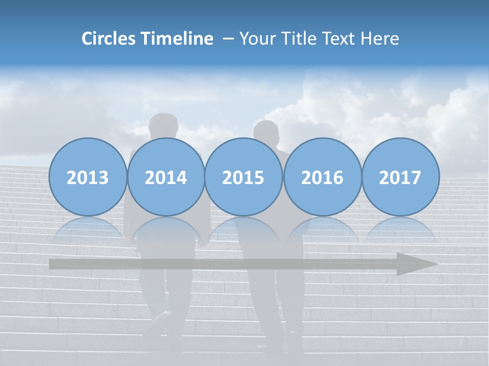 Two Business Men Walking Up The Stairs PowerPoint Template