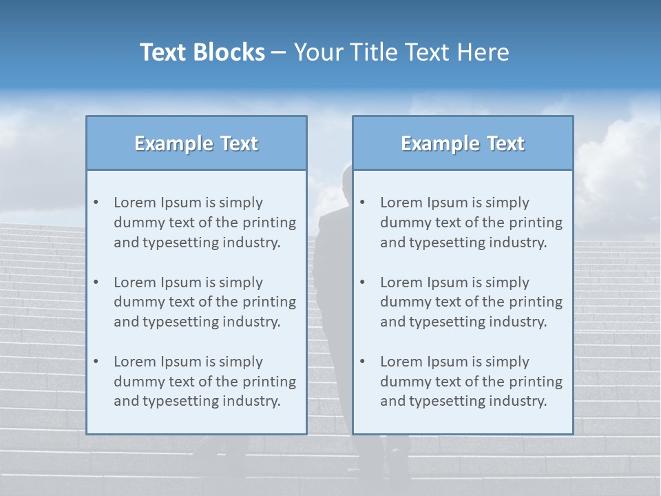 Two Business Men Walking Up The Stairs PowerPoint Template