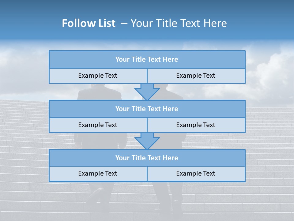 Two Business Men Walking Up The Stairs PowerPoint Template