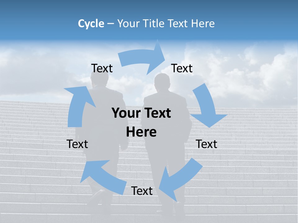 Two Business Men Walking Up The Stairs PowerPoint Template