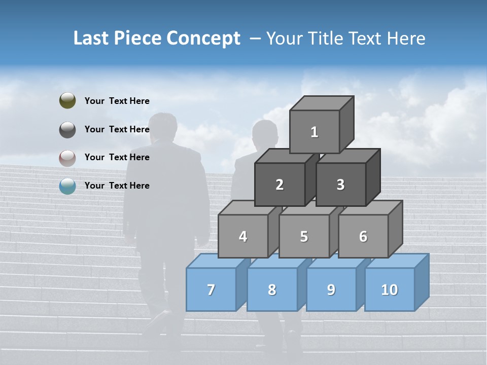 Two Business Men Walking Up The Stairs PowerPoint Template