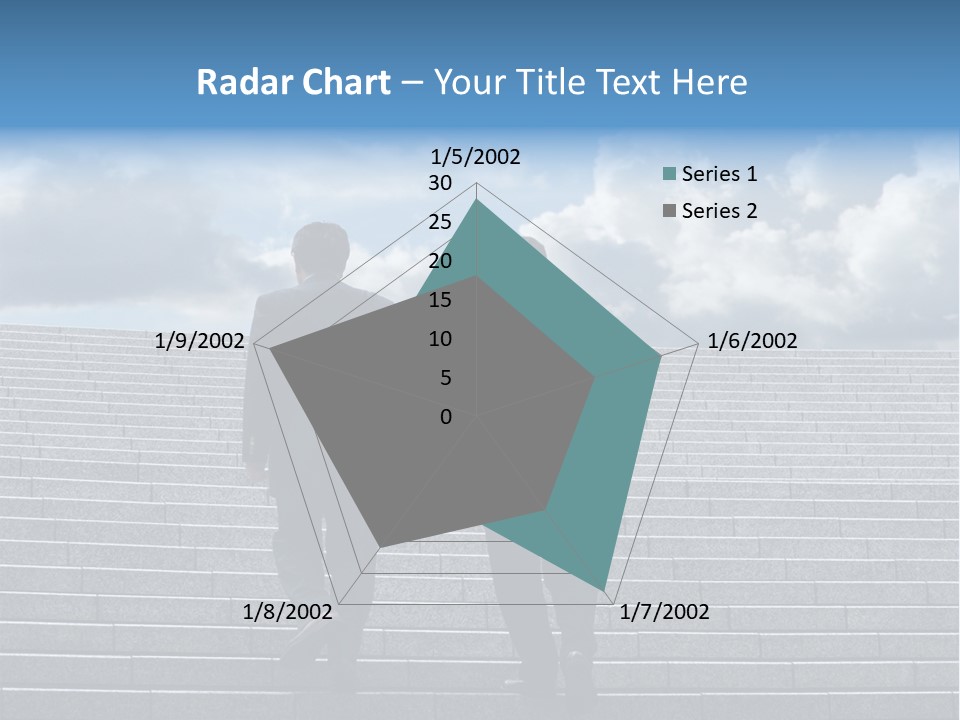 Two Business Men Walking Up The Stairs PowerPoint Template