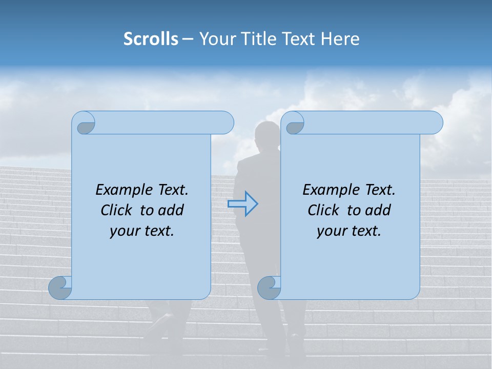 Two Business Men Walking Up The Stairs PowerPoint Template
