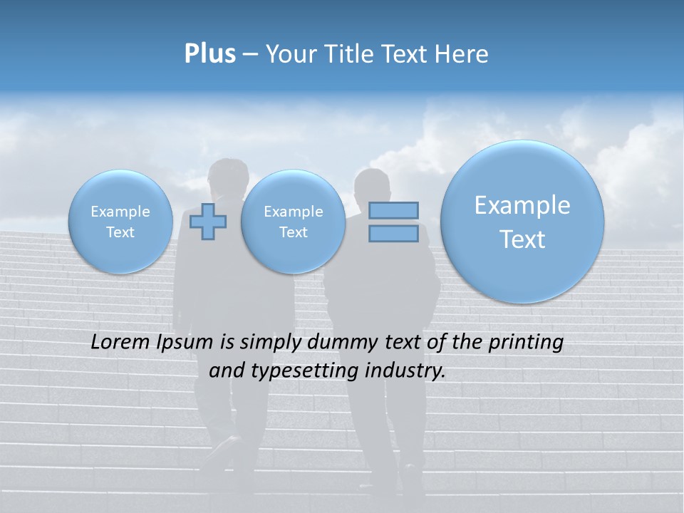 Two Business Men Walking Up The Stairs PowerPoint Template