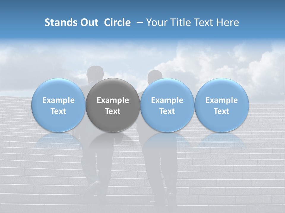 Two Business Men Walking Up The Stairs PowerPoint Template