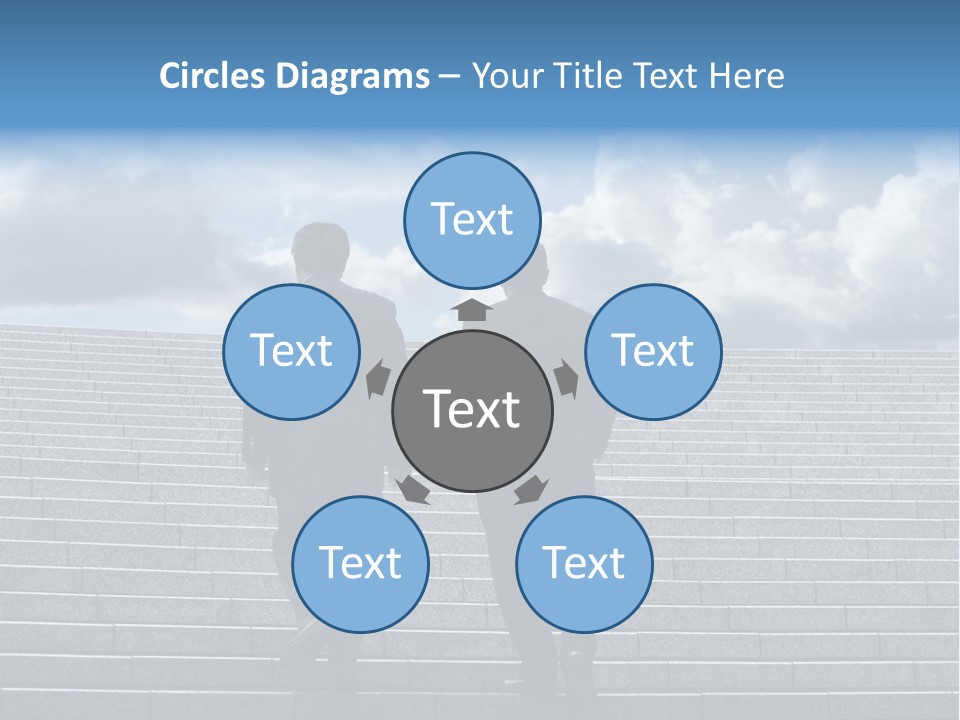 Two Business Men Walking Up The Stairs PowerPoint Template