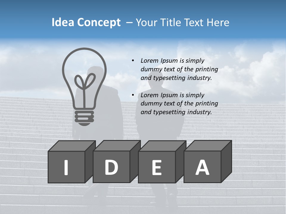 Two Business Men Walking Up The Stairs PowerPoint Template