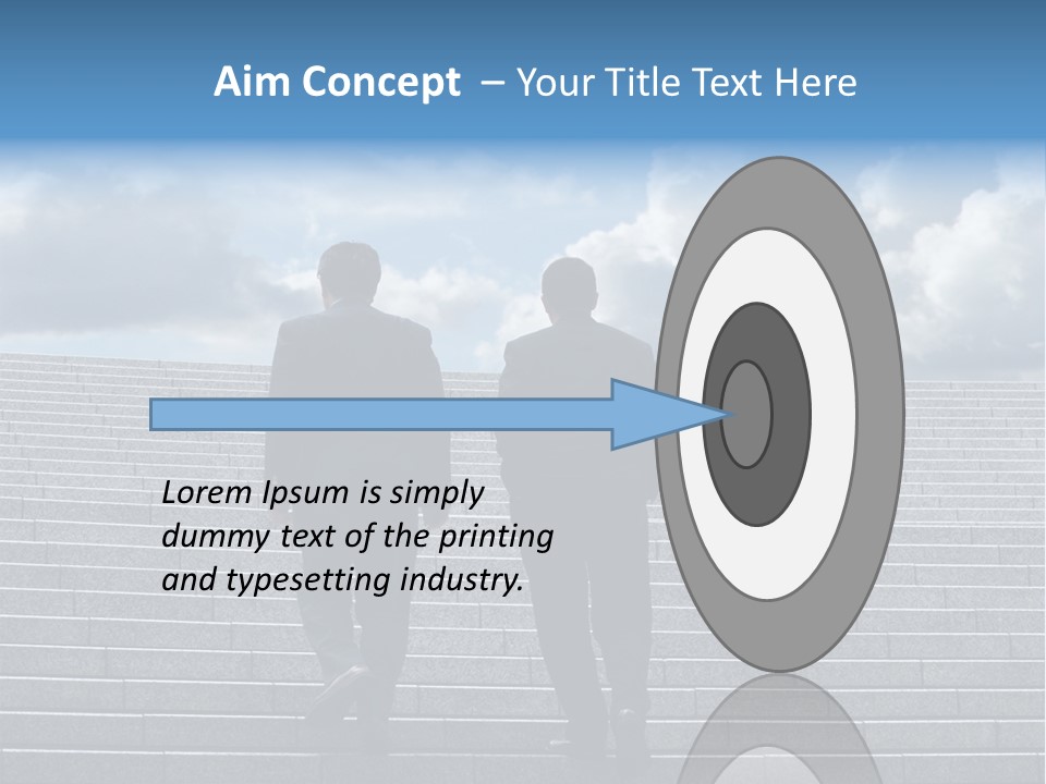 Two Business Men Walking Up The Stairs PowerPoint Template