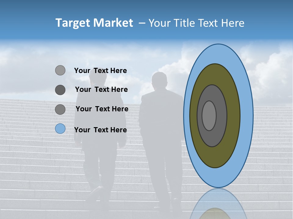 Two Business Men Walking Up The Stairs PowerPoint Template