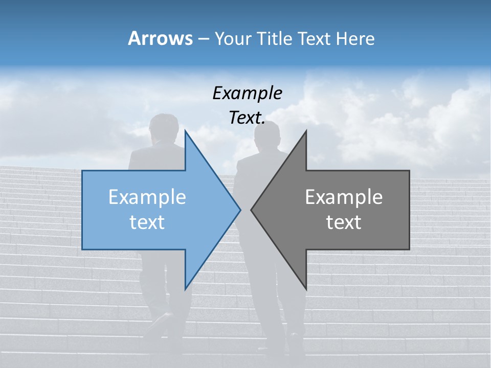 Two Business Men Walking Up The Stairs PowerPoint Template