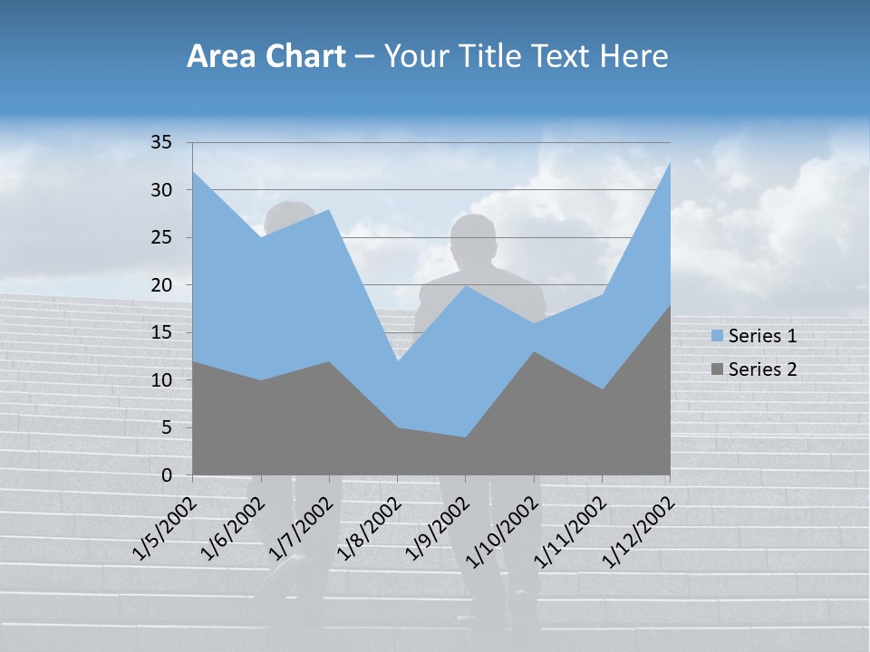 Two Business Men Walking Up The Stairs PowerPoint Template