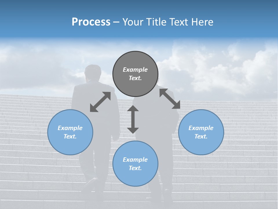 Two Business Men Walking Up The Stairs PowerPoint Template