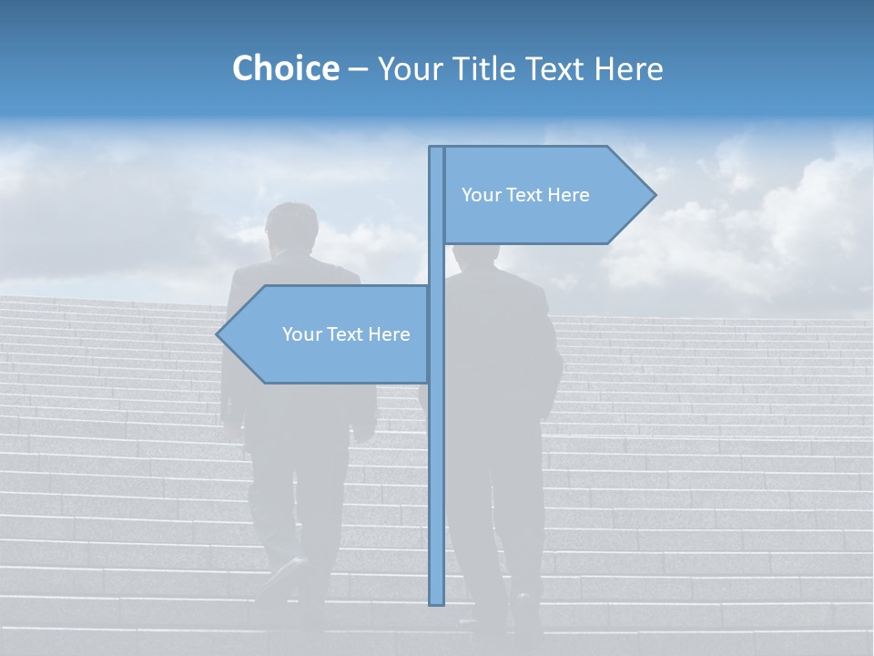 Two Business Men Walking Up The Stairs PowerPoint Template