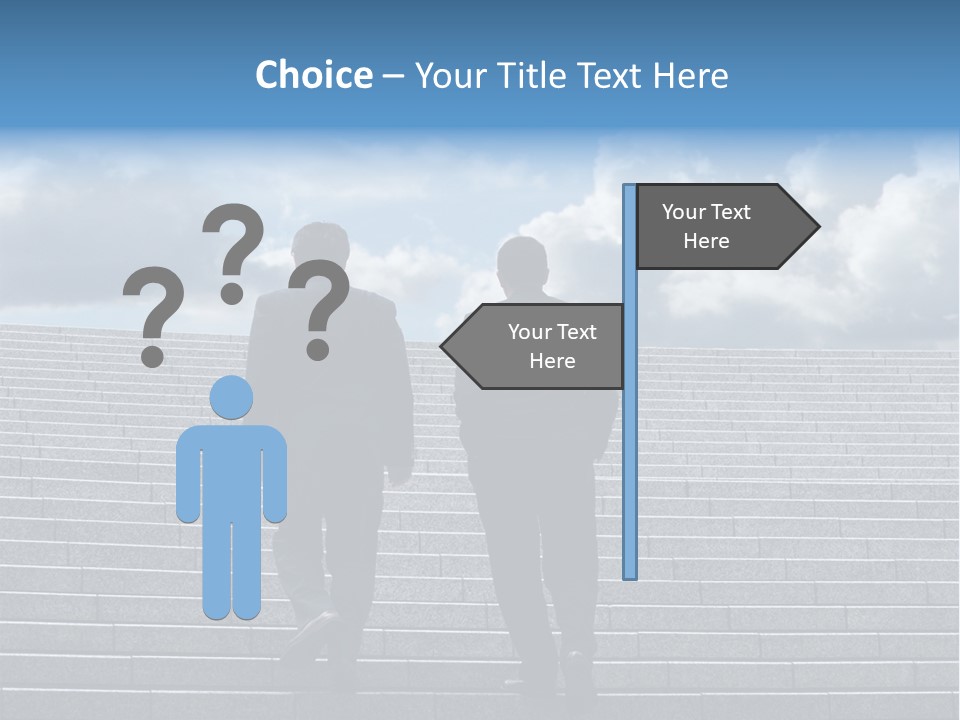 Two Business Men Walking Up The Stairs PowerPoint Template