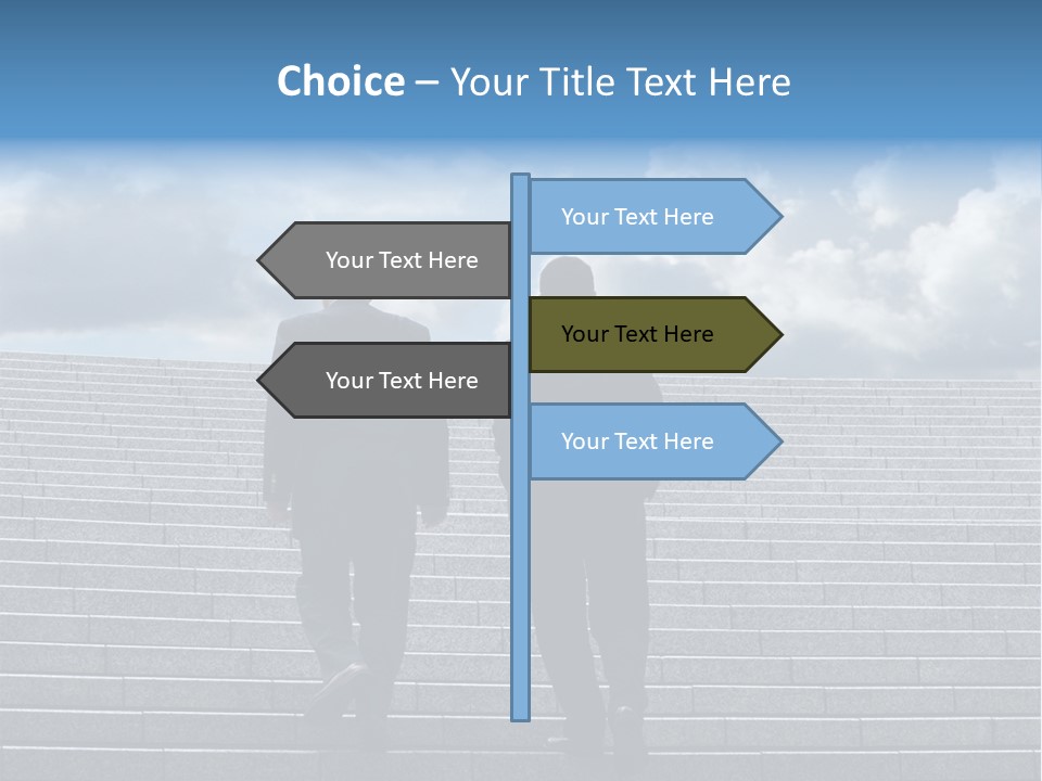 Two Business Men Walking Up The Stairs PowerPoint Template