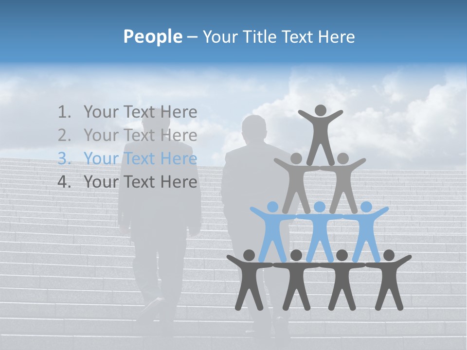 Two Business Men Walking Up The Stairs PowerPoint Template