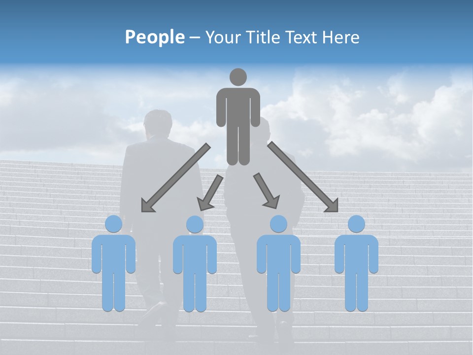 Two Business Men Walking Up The Stairs PowerPoint Template