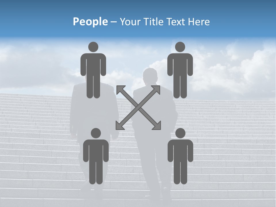 Two Business Men Walking Up The Stairs PowerPoint Template