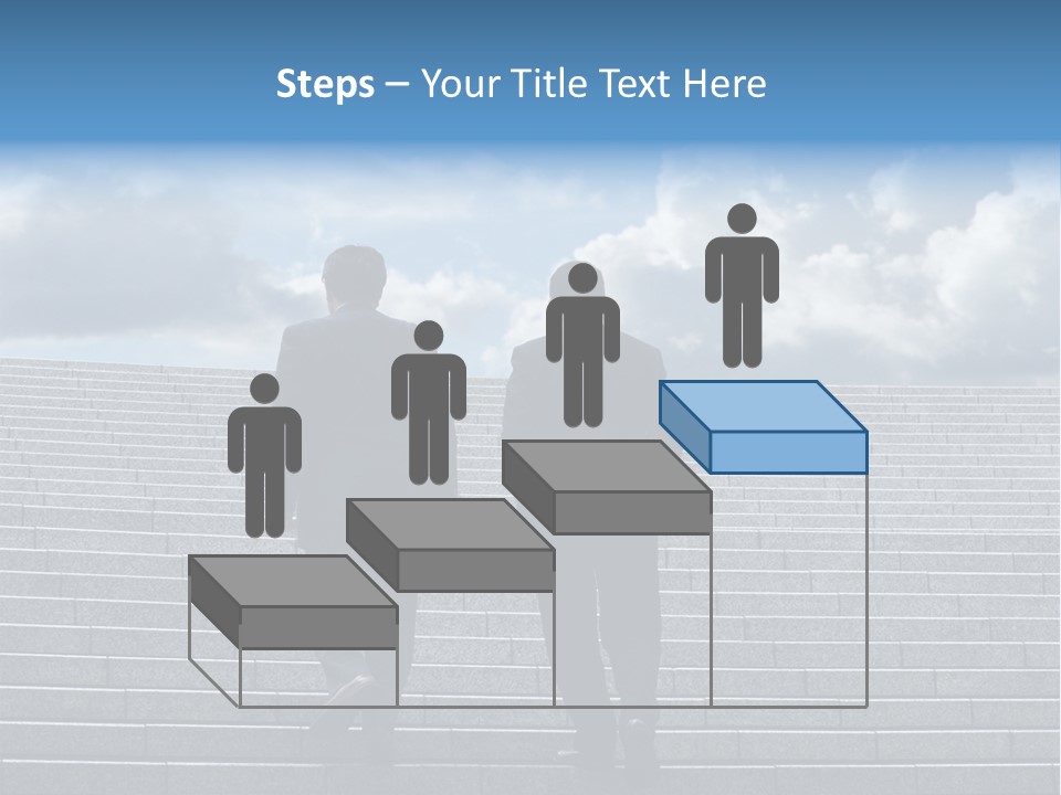 Two Business Men Walking Up The Stairs PowerPoint Template