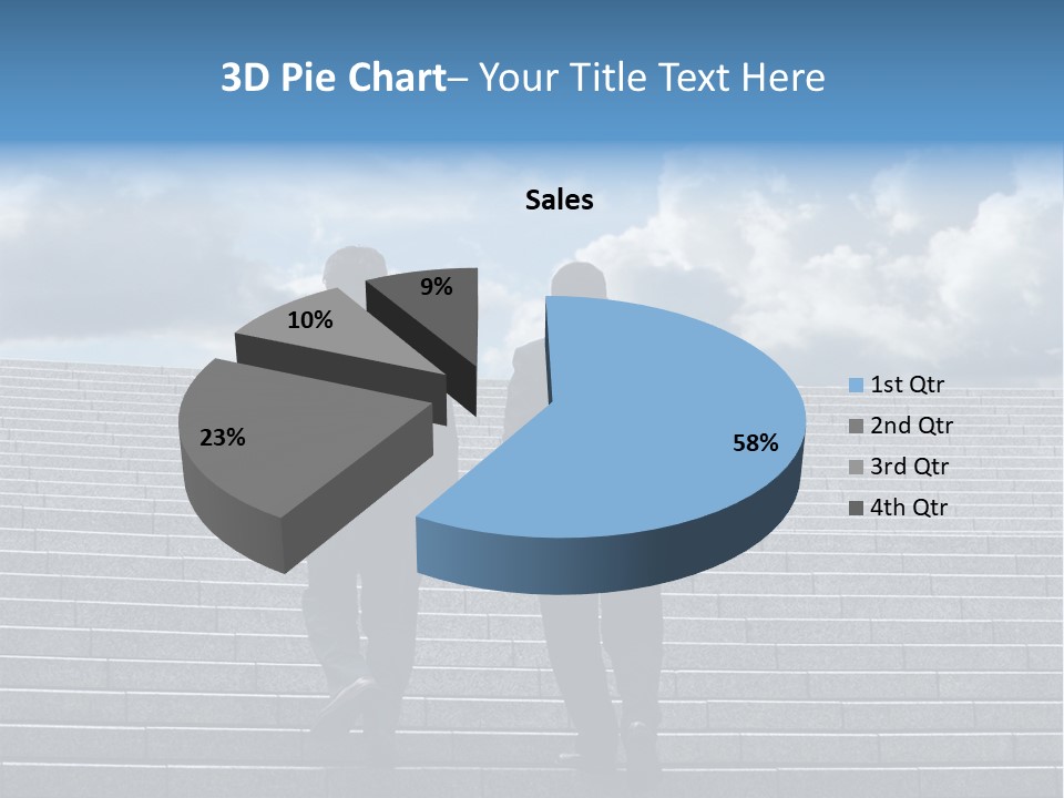 Two Business Men Walking Up The Stairs PowerPoint Template