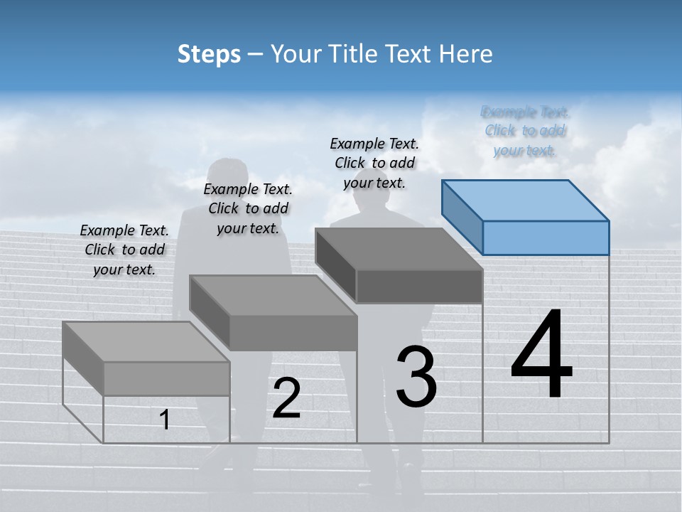 Two Business Men Walking Up The Stairs PowerPoint Template