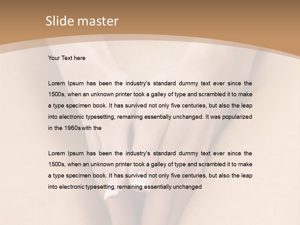 Close Up Of A Woman Body With Close Hands Between The Legs PowerPoint Template