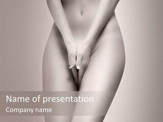 Part Of A Nude Woman Body With Close Hands Between The Legs In A Vintage Photo PowerPoint Template