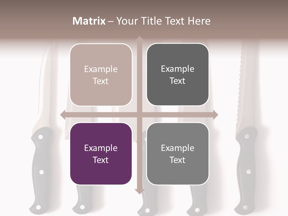 A Set Of Professional Chef's Knives On A White Background PowerPoint Template