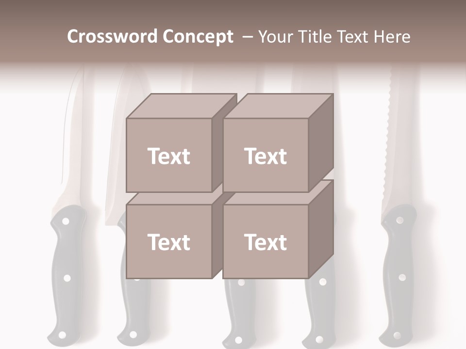 A Set Of Professional Chef's Knives On A White Background PowerPoint Template