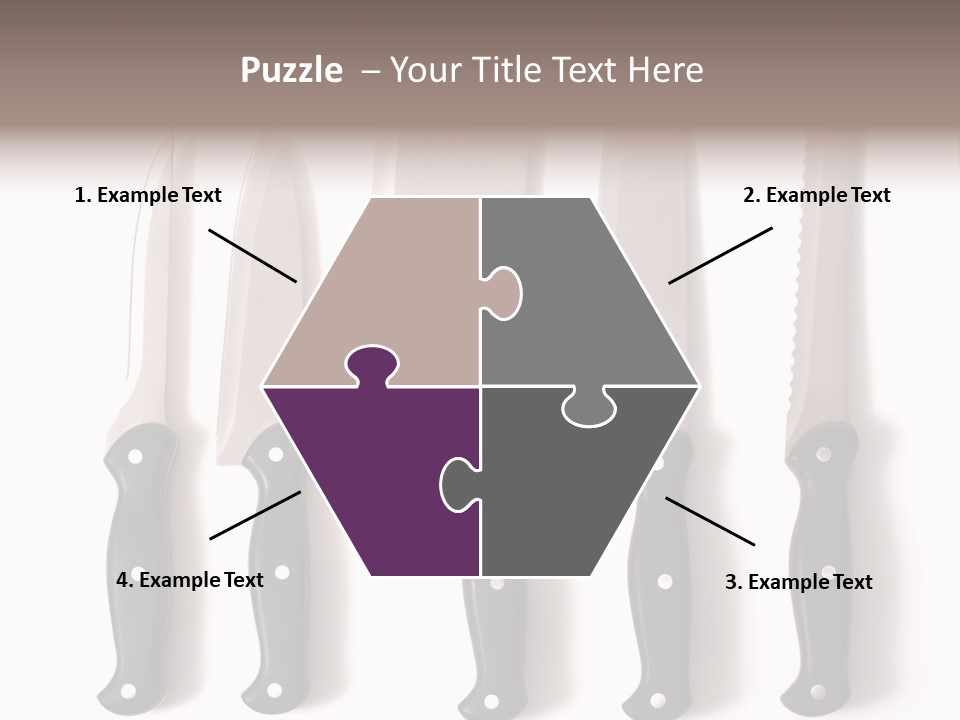 A Set Of Professional Chef's Knives On A White Background PowerPoint Template