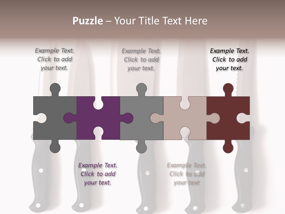 A Set Of Professional Chef's Knives On A White Background PowerPoint Template