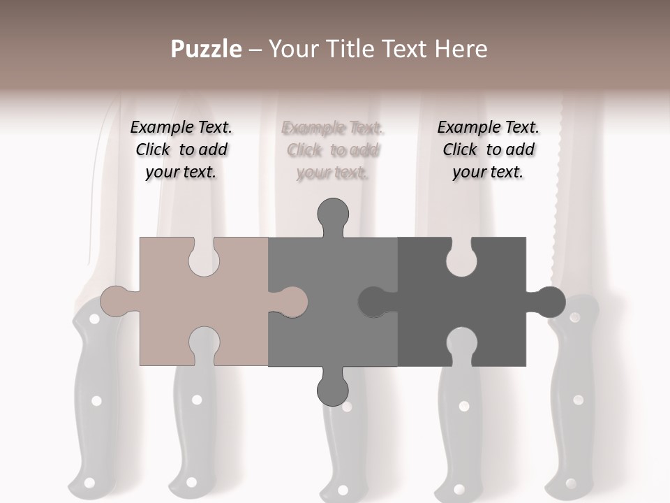 A Set Of Professional Chef's Knives On A White Background PowerPoint Template