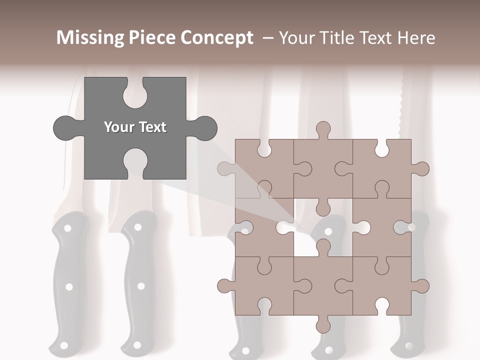 A Set Of Professional Chef's Knives On A White Background PowerPoint Template