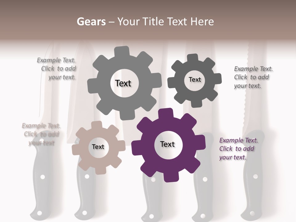 A Set Of Professional Chef's Knives On A White Background PowerPoint Template