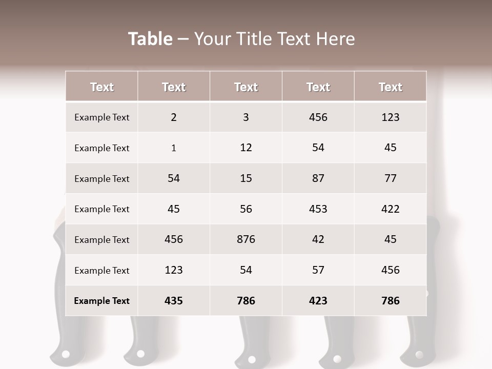 A Set Of Professional Chef's Knives On A White Background PowerPoint Template